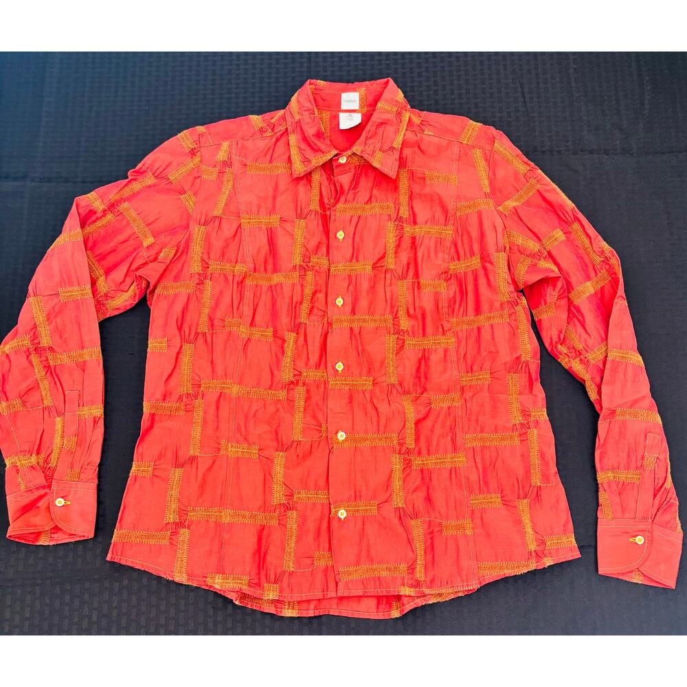 Craig Taylor "Grace" Button Up Bonfire Orange Egyptian Cotton Women's XL